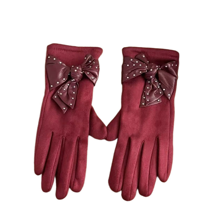 Elegante Bow-verzierte Touchscreen-Handschuhe Karnz