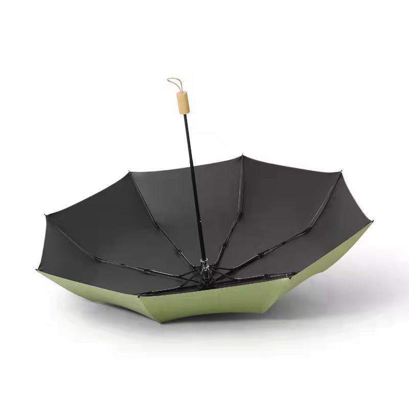 Damen Urbaner Faltbarer Regenschirm mit Holzgriff Karnz