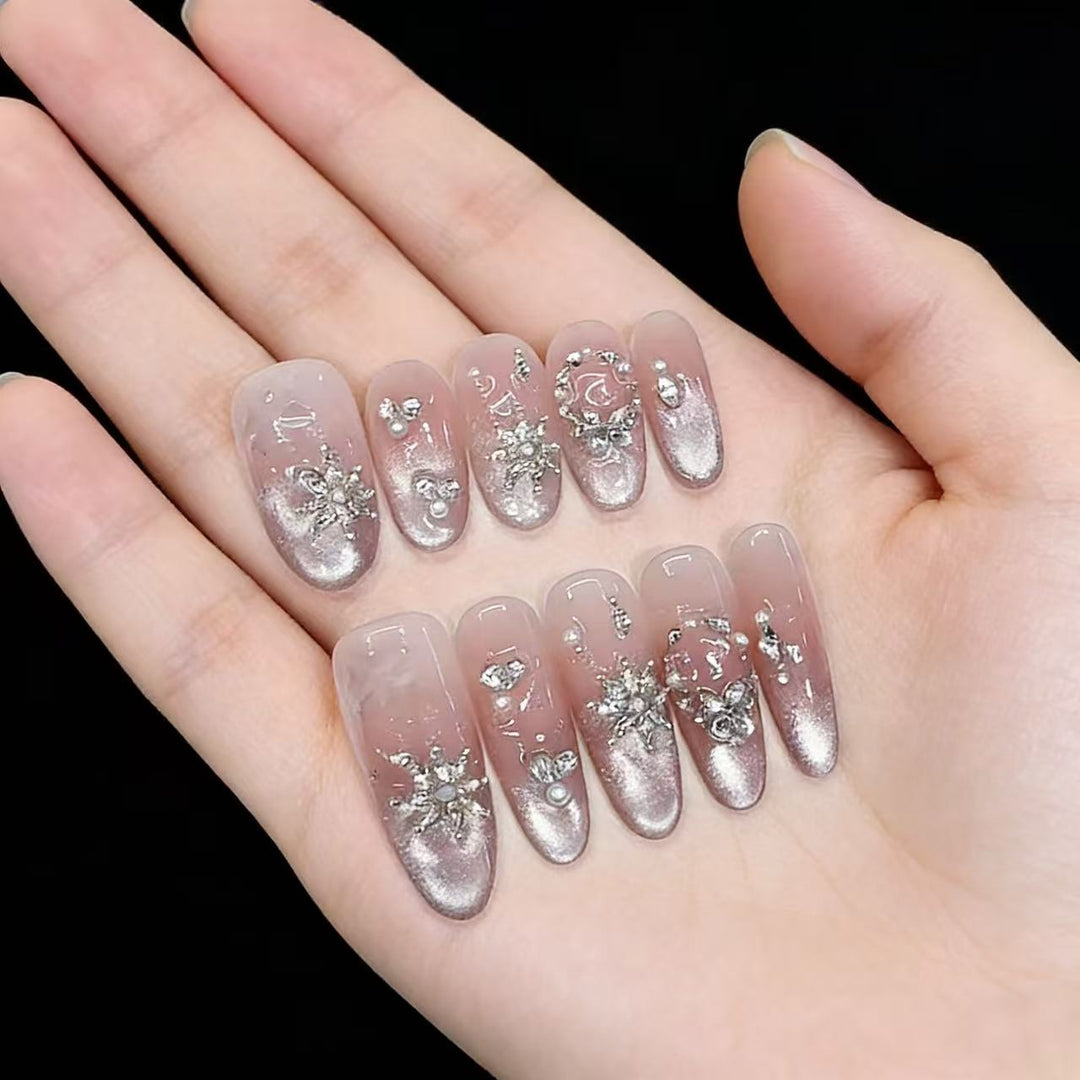 Glitzerndes dekoratives Press-On-Nagel-Set Karnz