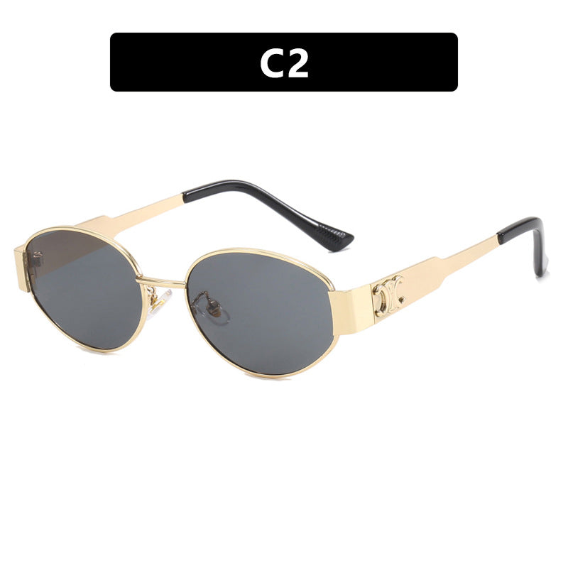 Damen modische Sonnenbrille im eleganten ovalen Design mit robustem Metallrahmen Karnz