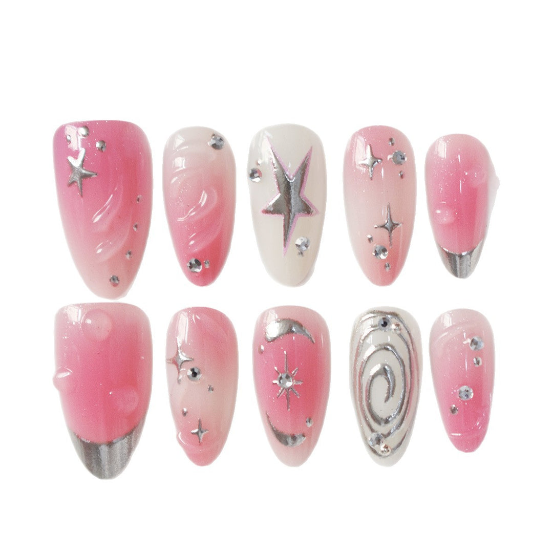 Künstlerisches Stern-Verziertes Press-On Nageldesign Karnz
