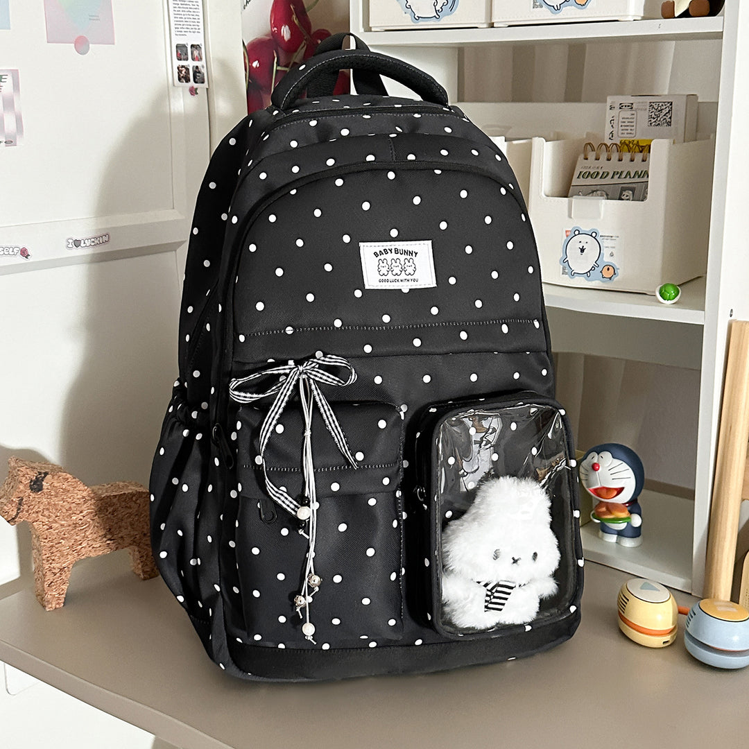Verspielter Gepunkteter Rucksack mit Transparentem Fenster Karnz
