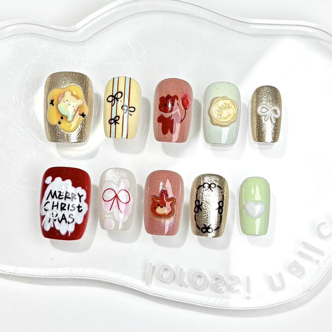 Festliches winterliches Press-On-Nagelset