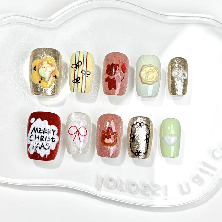 Festliches winterliches Press-On-Nagelset