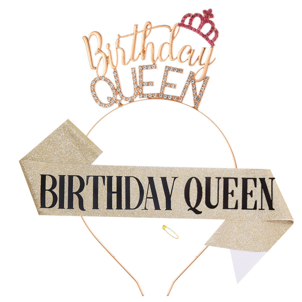 Damen Glitzernder Haarreif mit "Birthday Queen"-Schriftzug Karnz