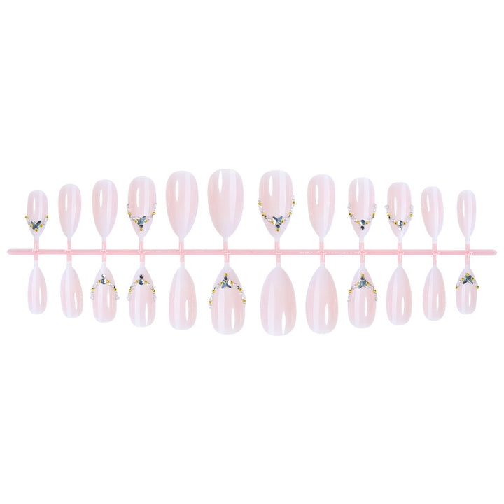 Premium Dekorative Druck-On-Nagel-Set mit Edelsteindetails Karnz