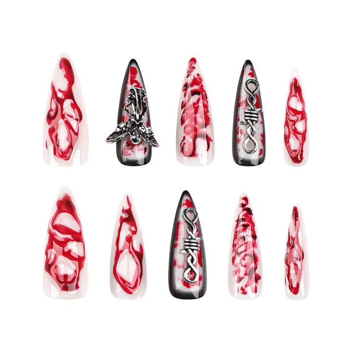 Kunstvolle Stiletto-Nägel mit Blut-und-3D-Design Karnz