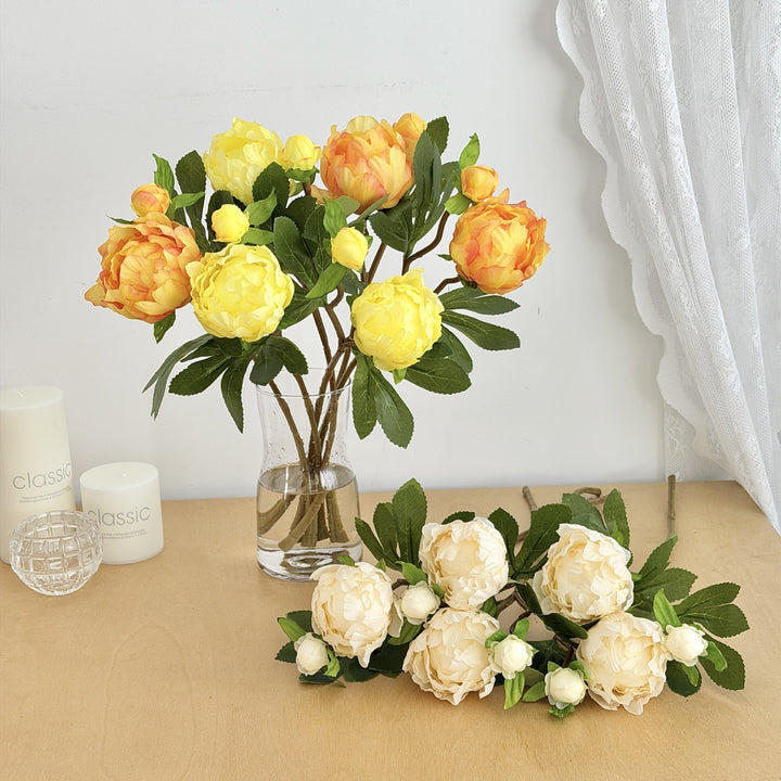 Künstlicher Pfingstrosenstrauß mit zarten Blüten und Blättern Karnz
