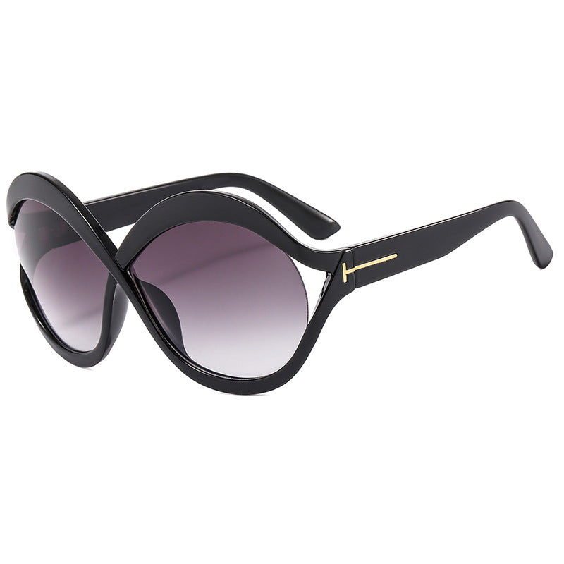 Damen extravagante Cat-Eye Sonnenbrille mit geschwungenem Rahmen Karnz