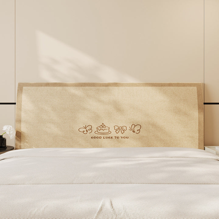 Decorative Padded Headboard Panel Cover with Playful Cartoon Cat Print