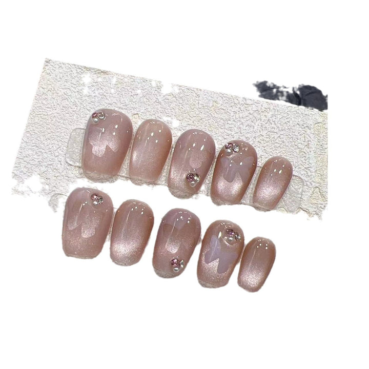 Elegantes Druck-Nagel-Set mit Strass-Details Karnz