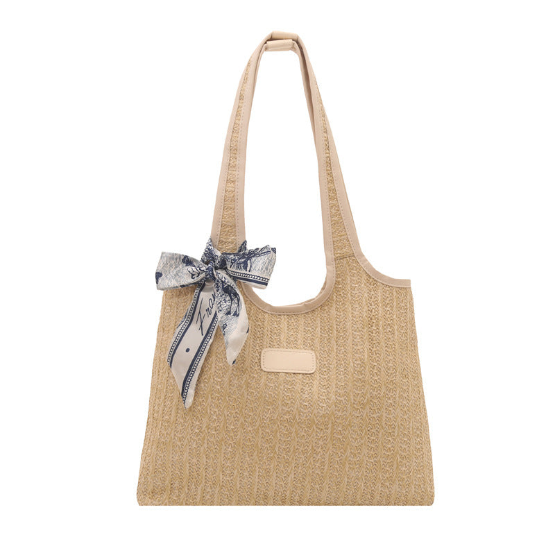 Texturierte Gewebe-Tote-Tasche mit elegantem Schleifen-Karnz