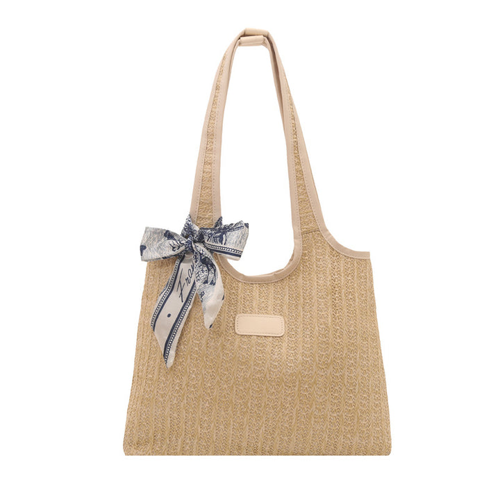 Texturierte Gewebe-Tote-Tasche mit elegantem Schleifen-Karnz
