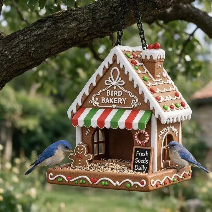 Vogel-Futterhaus im Lebkuchenhaus-Stil Karnz