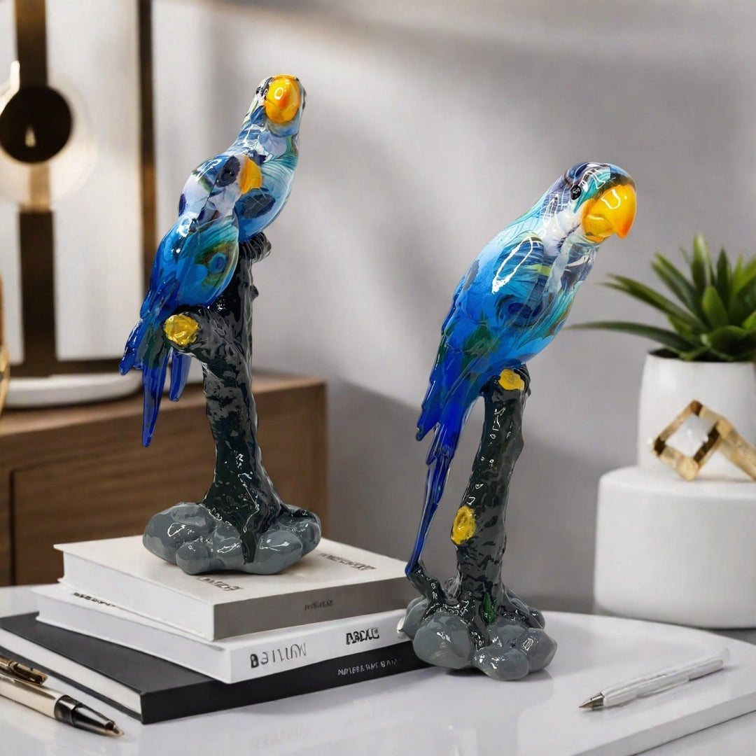 Kunstvolle Papageien Skulptur Karnz