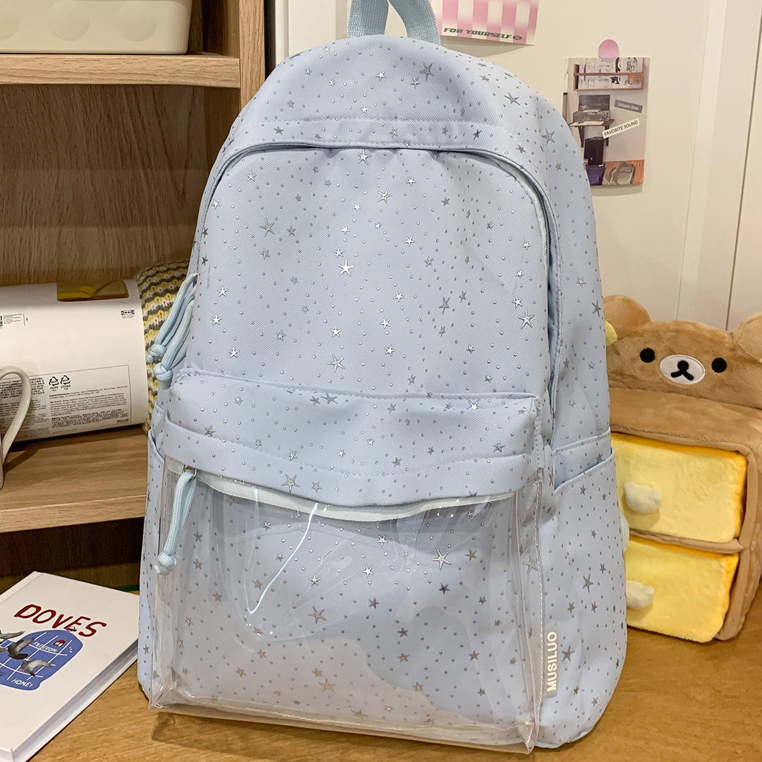 Transparenter Tasche Stern-gedruckter Rucksack Karnz