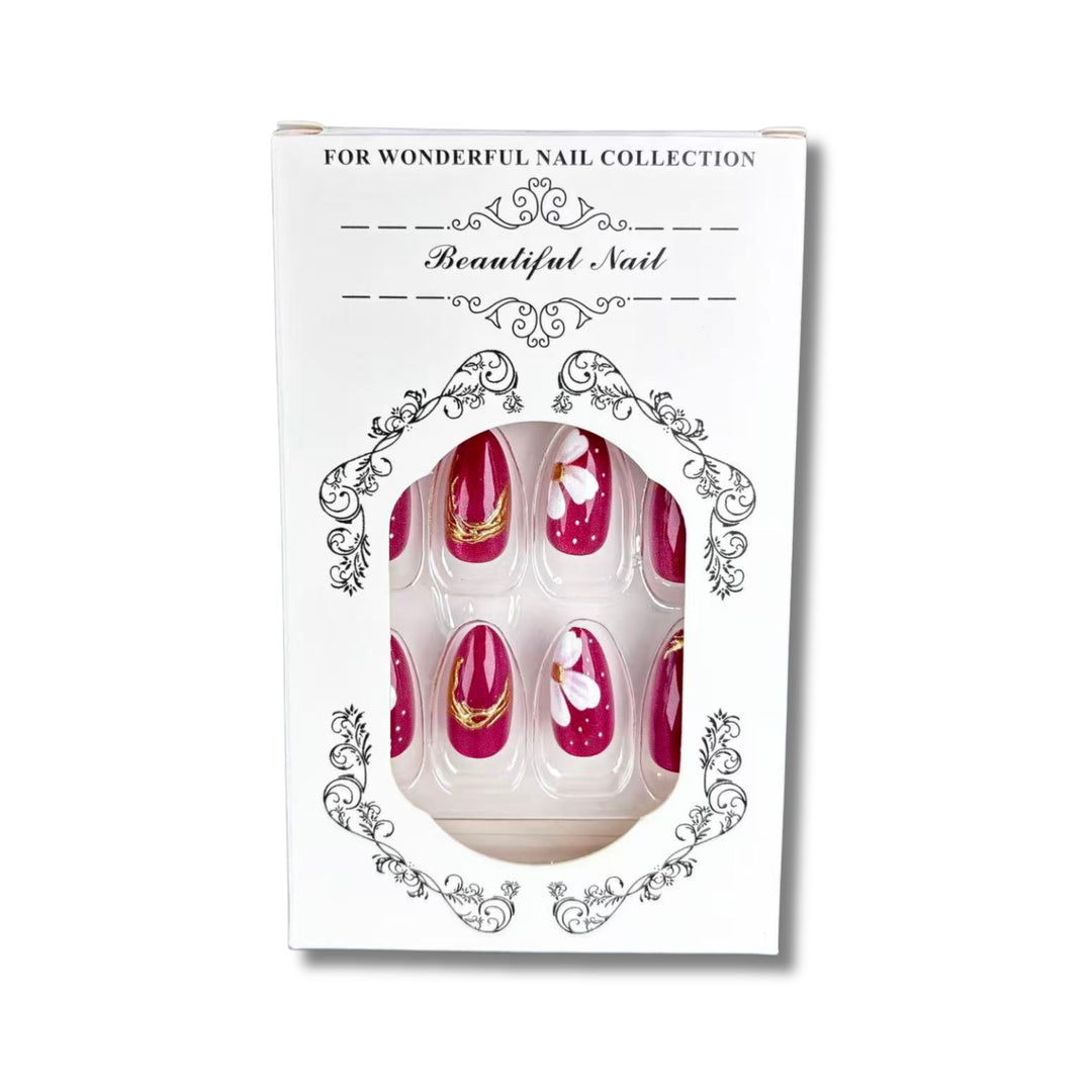 Künstlerisches Floral Press-On Nagelkunst Set