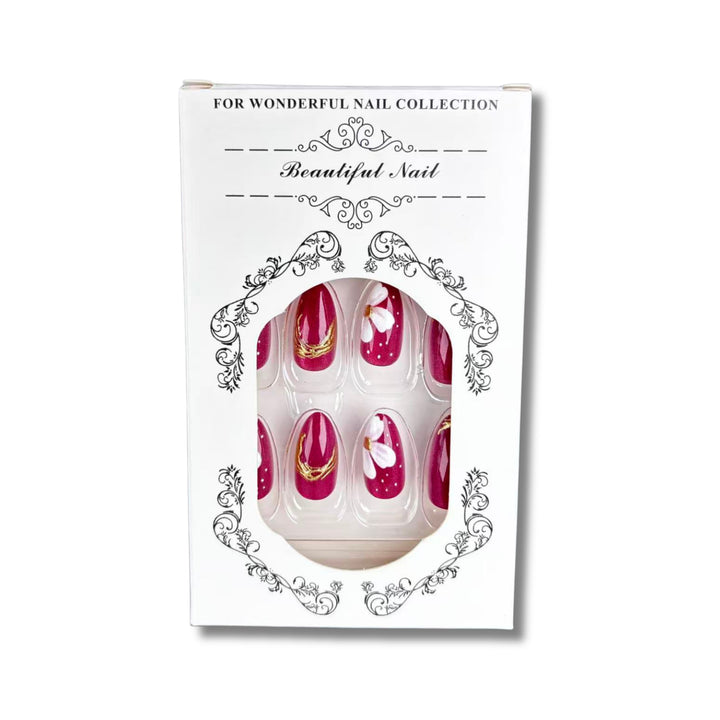 Künstlerisches Floral Press-On Nagelkunst Set