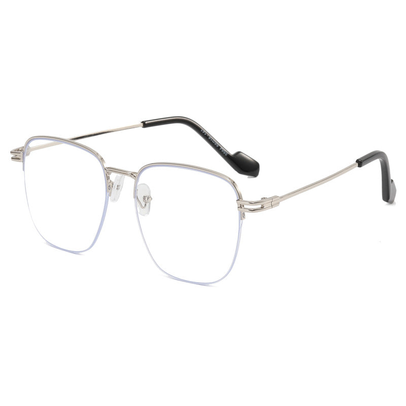 Damen Designer-Brille mit quadratischem Rahmen und glänzender Metallstruktur Karnz