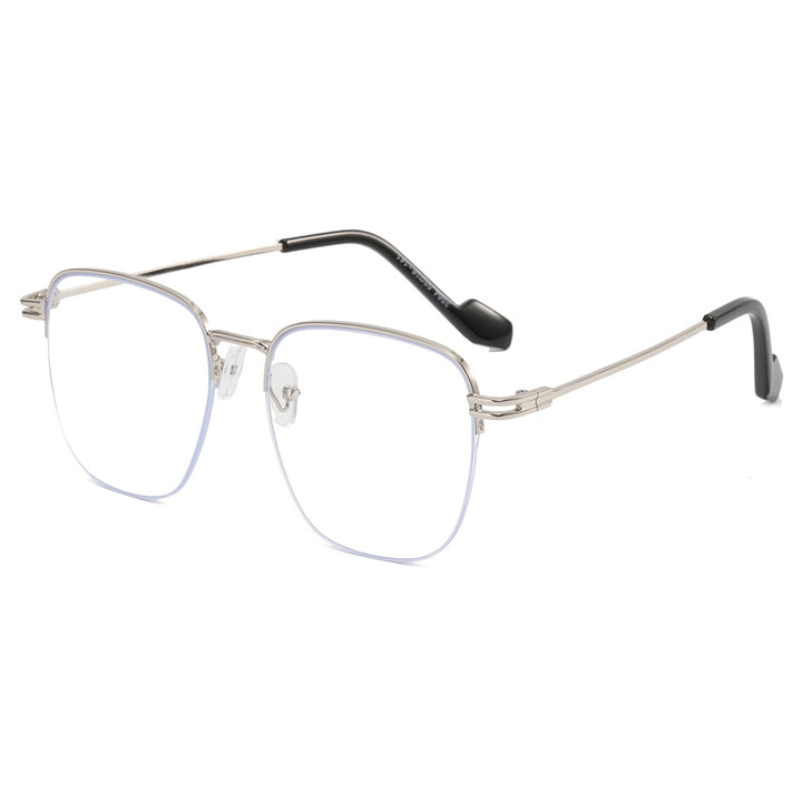 Damen Designer-Brille mit quadratischem Rahmen und glänzender Metallstruktur Karnz