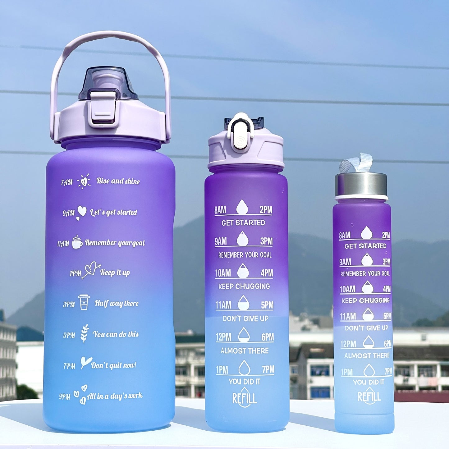 Unisex Motivierende Wasserflasche mit Zeiteinteilung Karnz