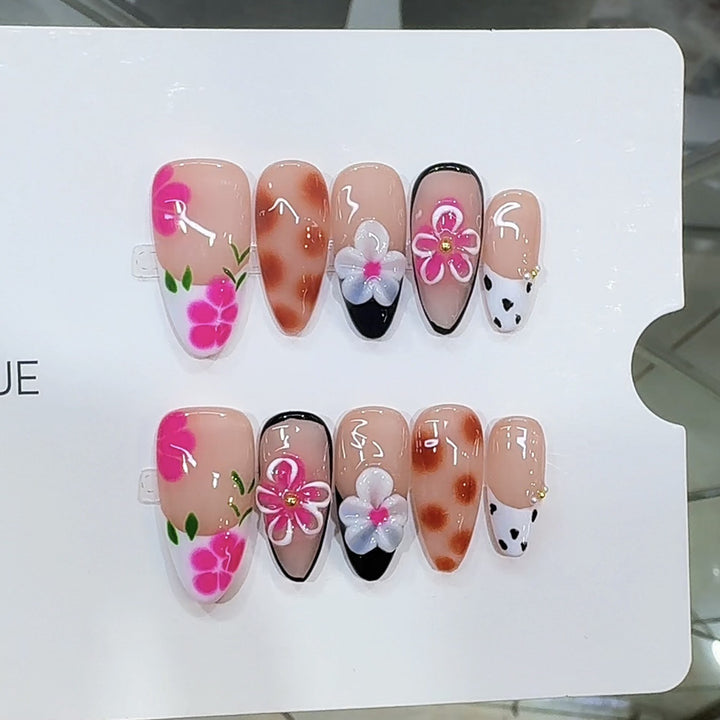Künstlerisches Floral Press-On Nagelset Karnz 1787296026