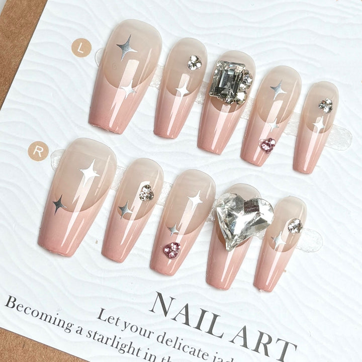 Glamouröse mit Sternen verzierte Press-On-Nagelset