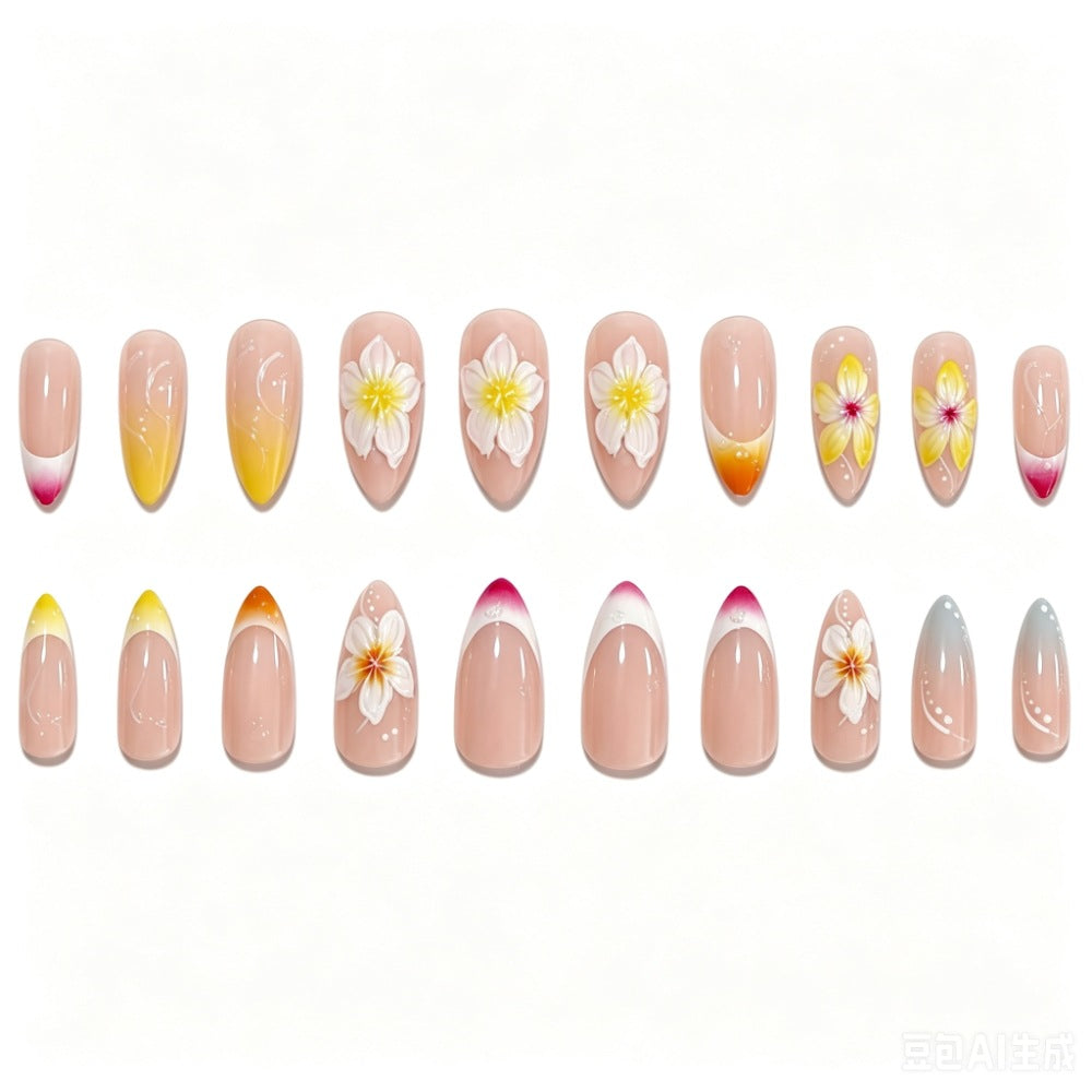 Floral- und Ombre-Press-On-Nagelkunst-Set Karnz