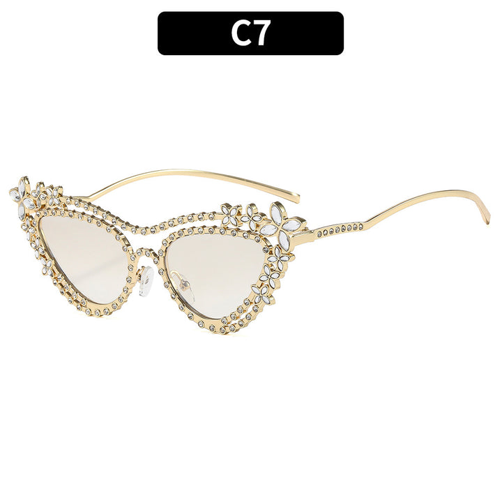 Blumenverzierte Katzenaugen-Sonnenbrille