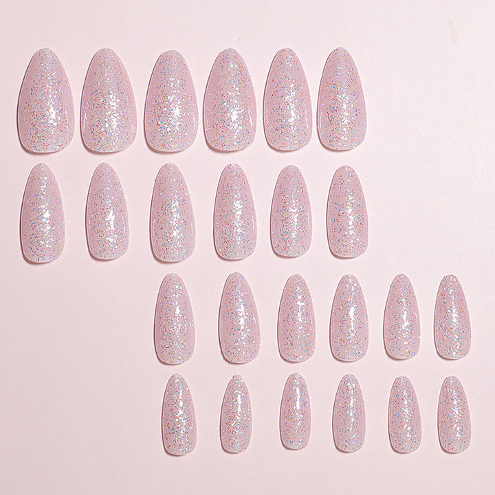 Glitzerndes mandelförmiges Press-On-Nägel-Set Karnz