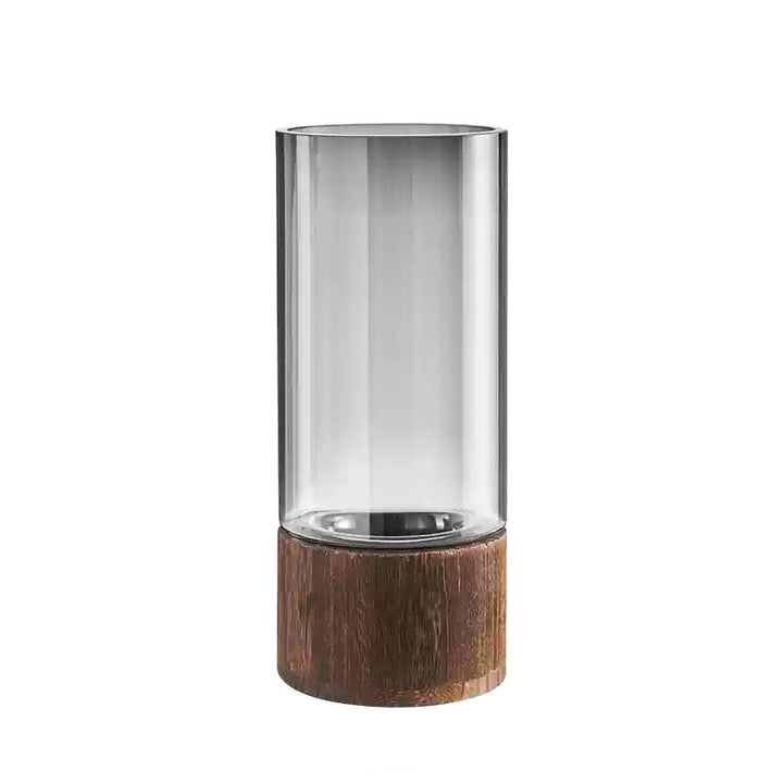 Hochwertige Glasvase mit Holzsockel Karnz