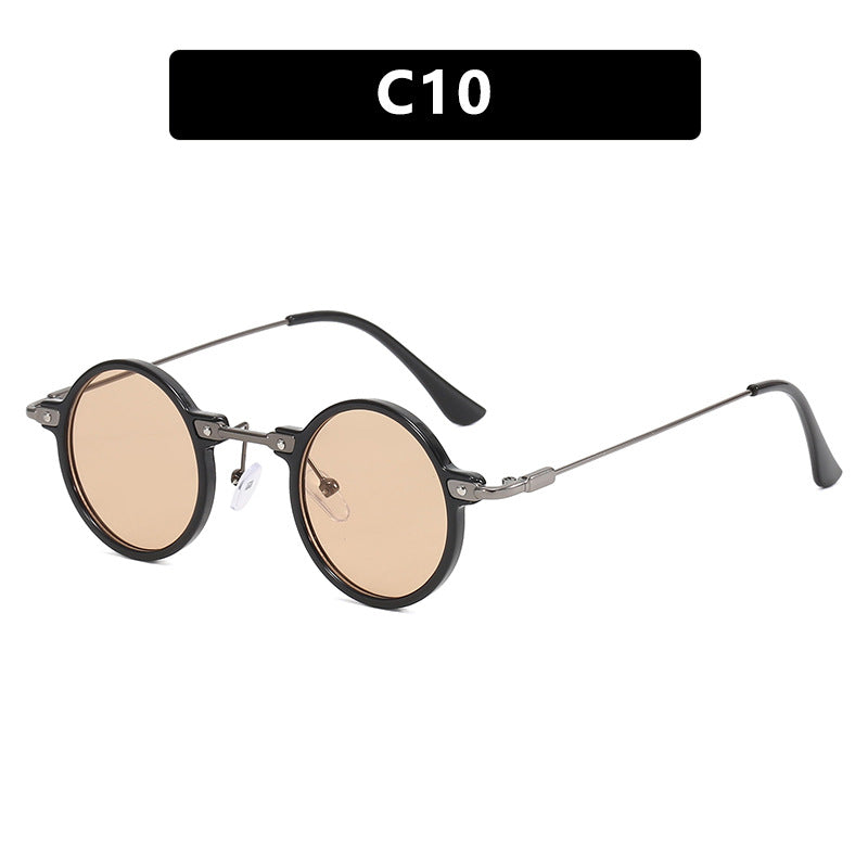 Damen modische runde Sonnenbrille mit stylischem Metallrahmen und polarisierenden Gläsern Karnz