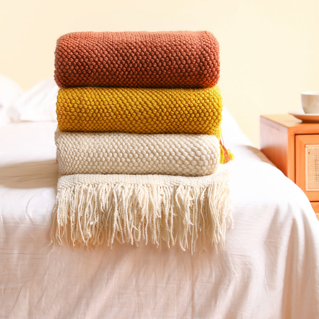 Gemütliche gestrickte Wurfdecke