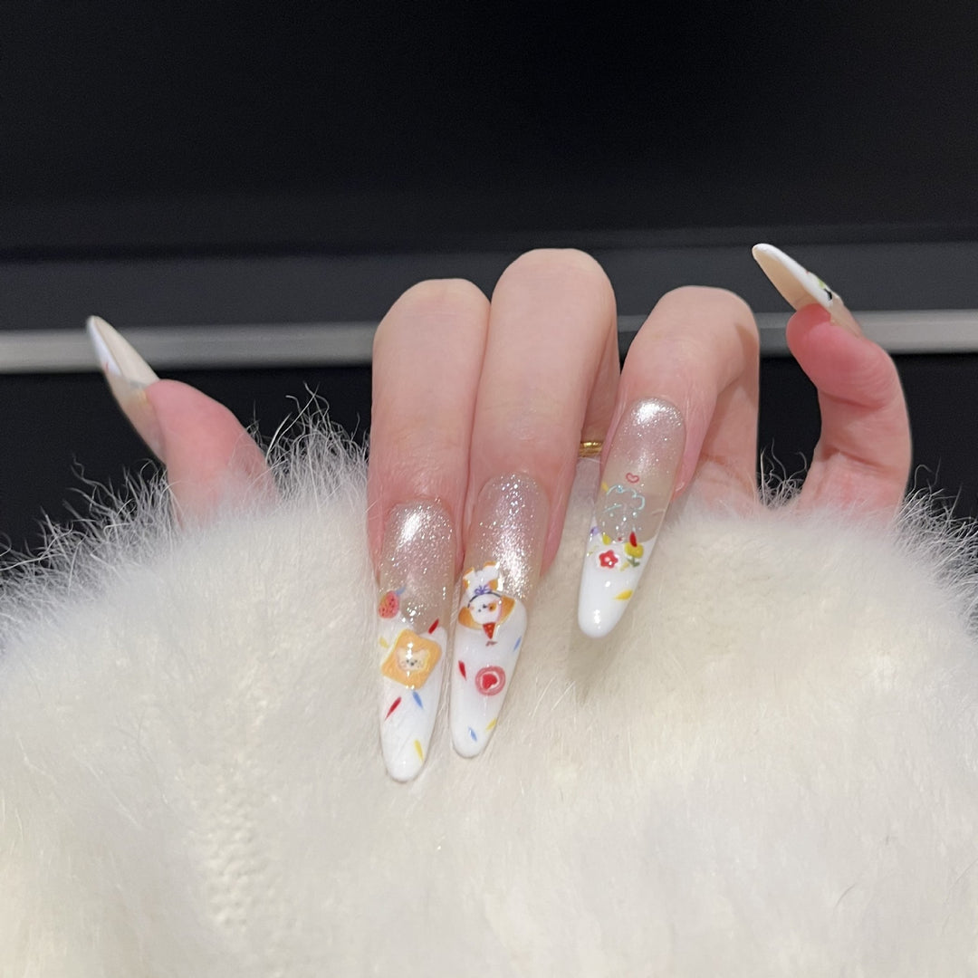 Dekoratives Press-On-Nail-Art-Set mit Glitzerakzenten Karnz