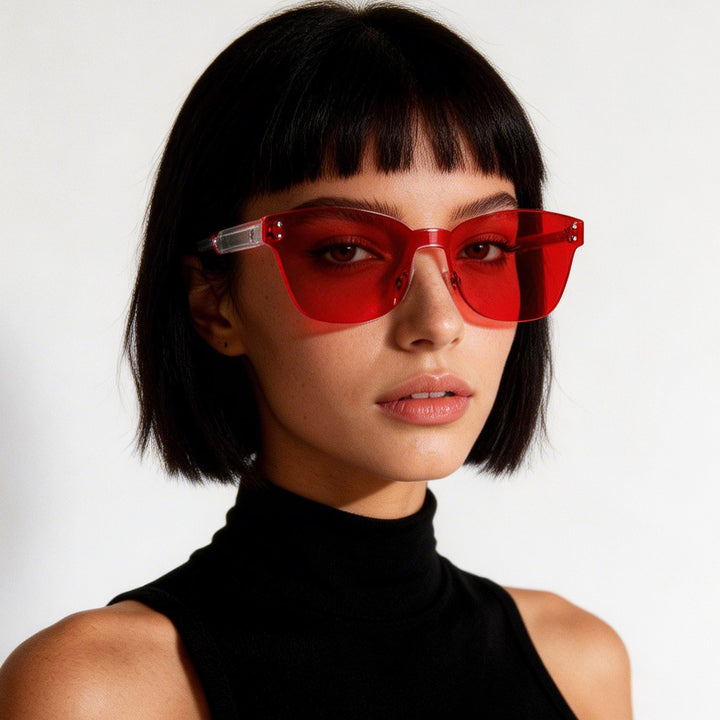 Damen Modesonnenbrille mit einzigartigem transparenten Rahmen Karnz