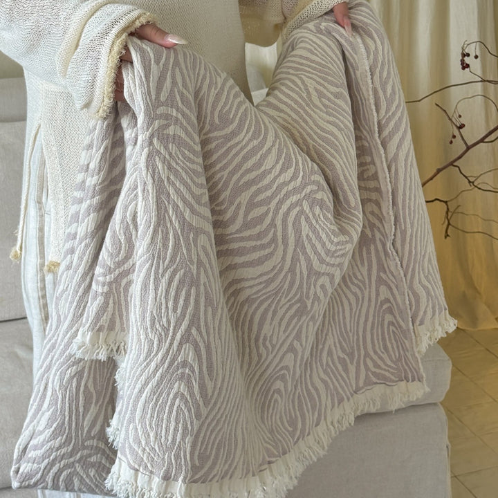 Florales Jacquard Baumwollwurf mit Fransenrädern