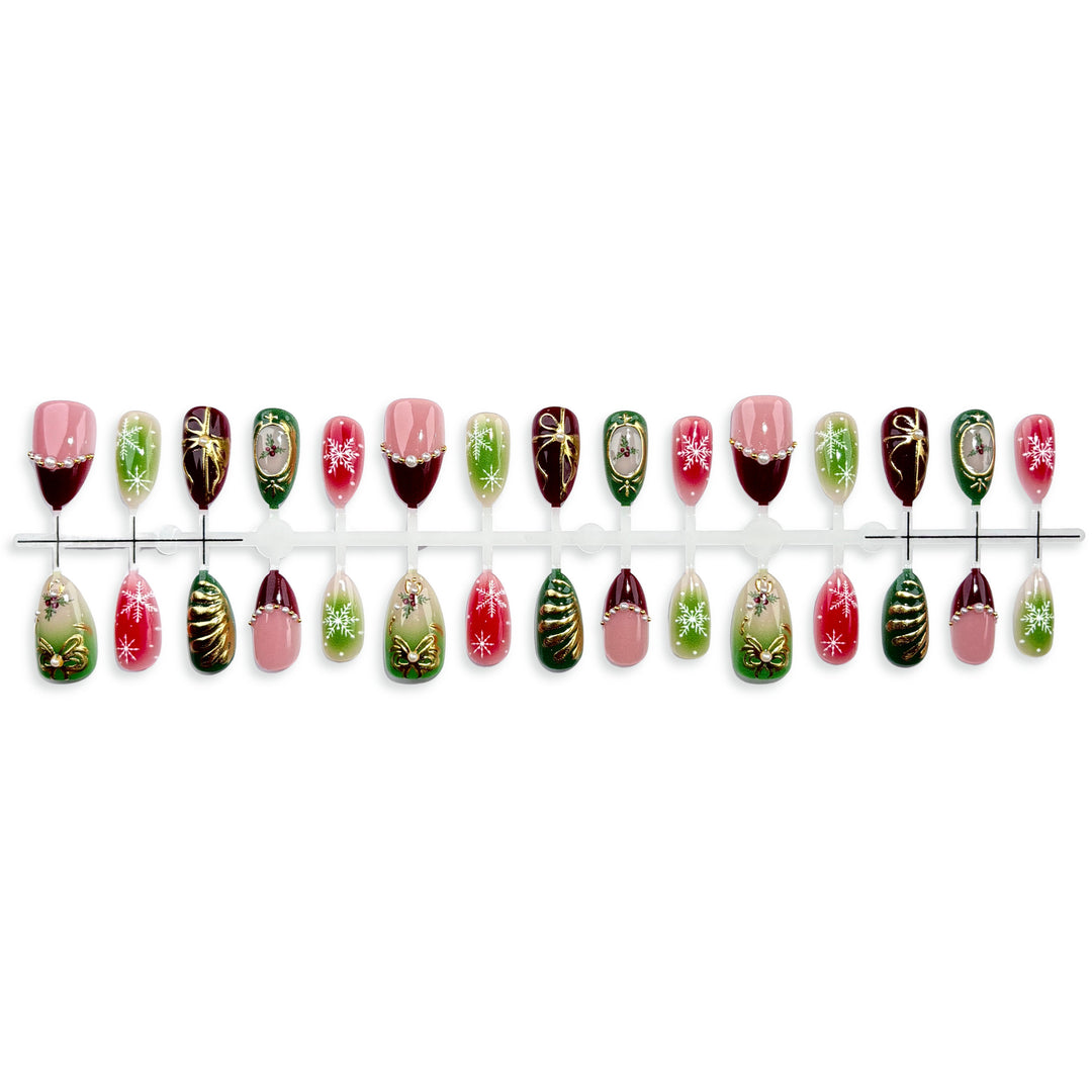 Festliche Feiertags-Themen Press-On Nagelkunst