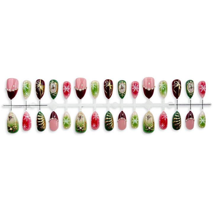 Festliche Feiertags-Themen Press-On Nagelkunst