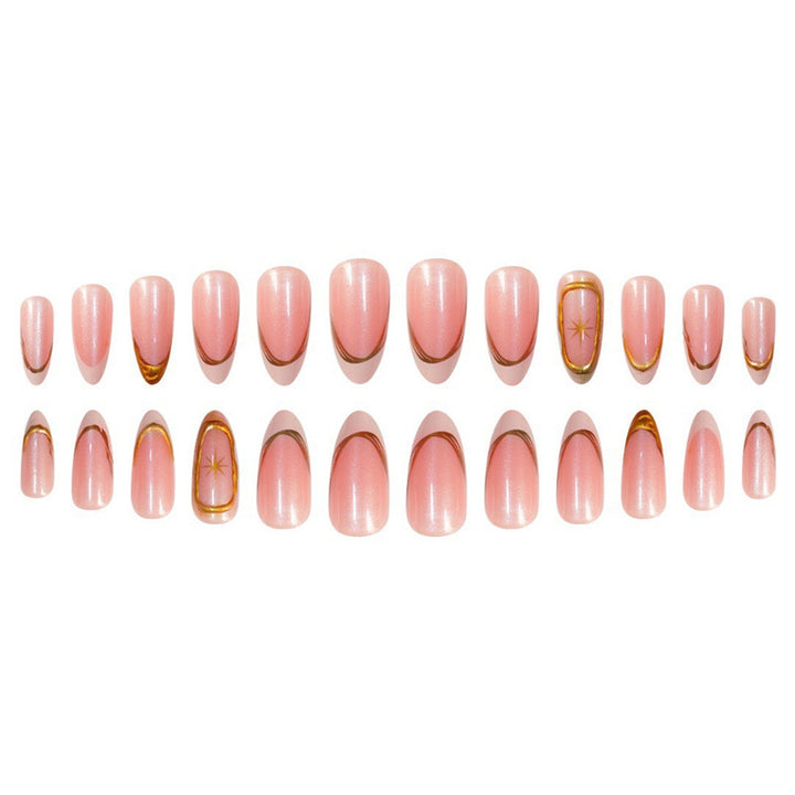 Premium glitzernde French Tip Press-On Nägel mit goldenen Akzenten Karnz
