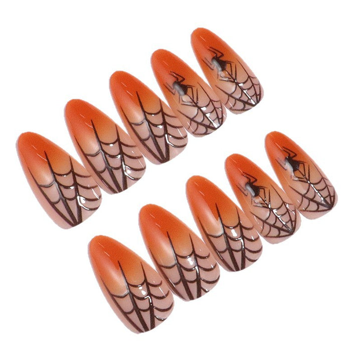 Halloween-Themen Stiletto Press-On Nägel mit Spinnennetz-Design Karnz