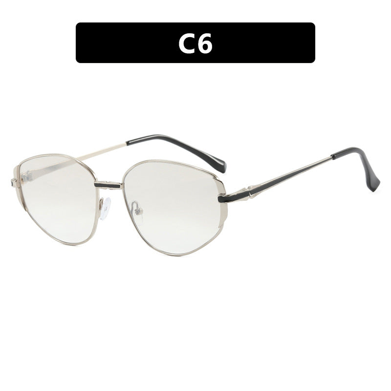 Damen moderne geometrische Sonnenbrille mit stilvollem Metallrahmen Karnz