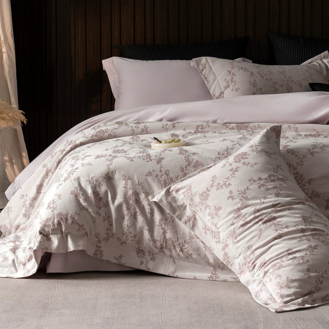 Luxus Baumwollsatin Wendebettbezug Set mit scrollendem Jacquarddruck und maßgeschneideter Säume