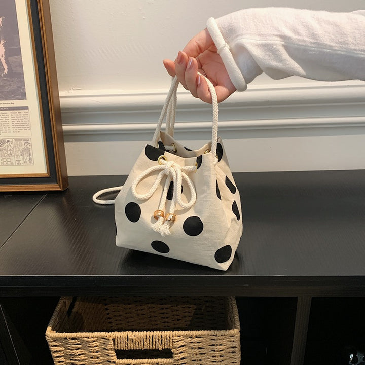 Lässige Kordelzug-Punktmuster-Eimer-Tasche