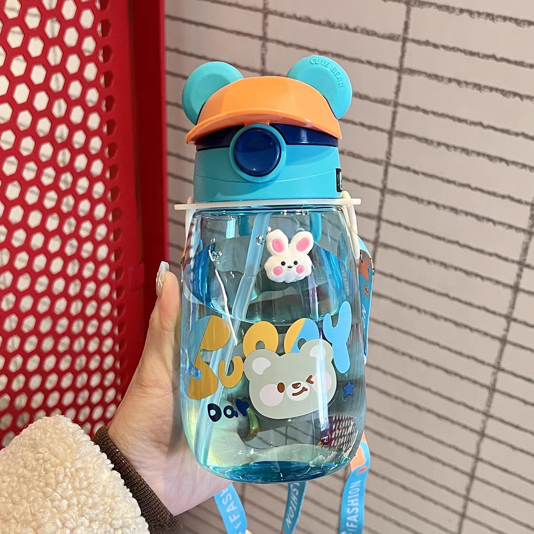 Damen Verspielte Kindertrinkflasche mit integriertem Strohhalm Karnz