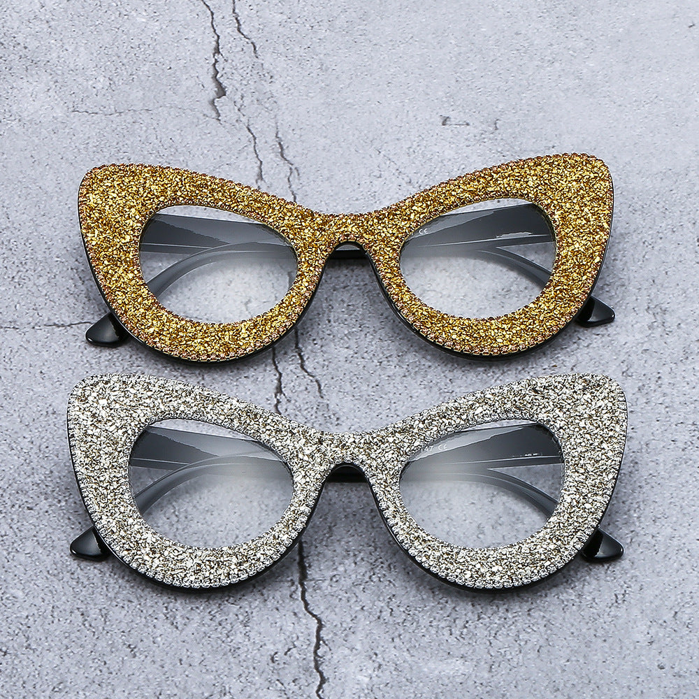 Damen Glamouröse Cat-Eye Sonnenbrille mit Strassverzierung Karnz