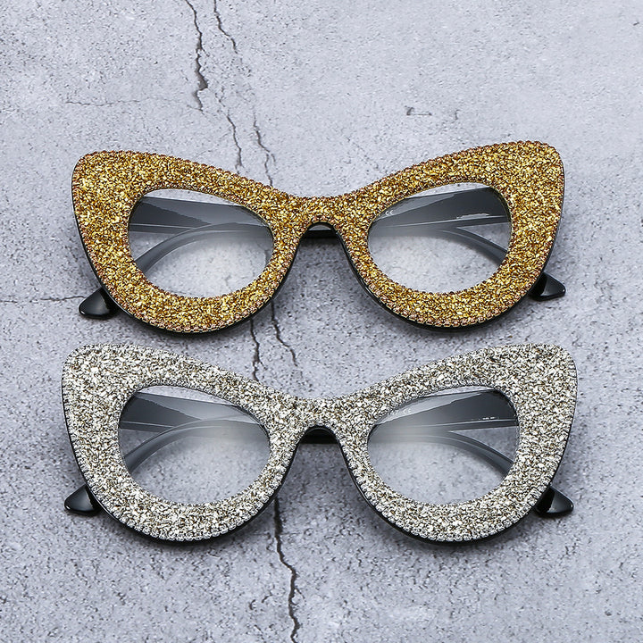 Damen Glamouröse Cat-Eye Sonnenbrille mit Strassverzierung Karnz