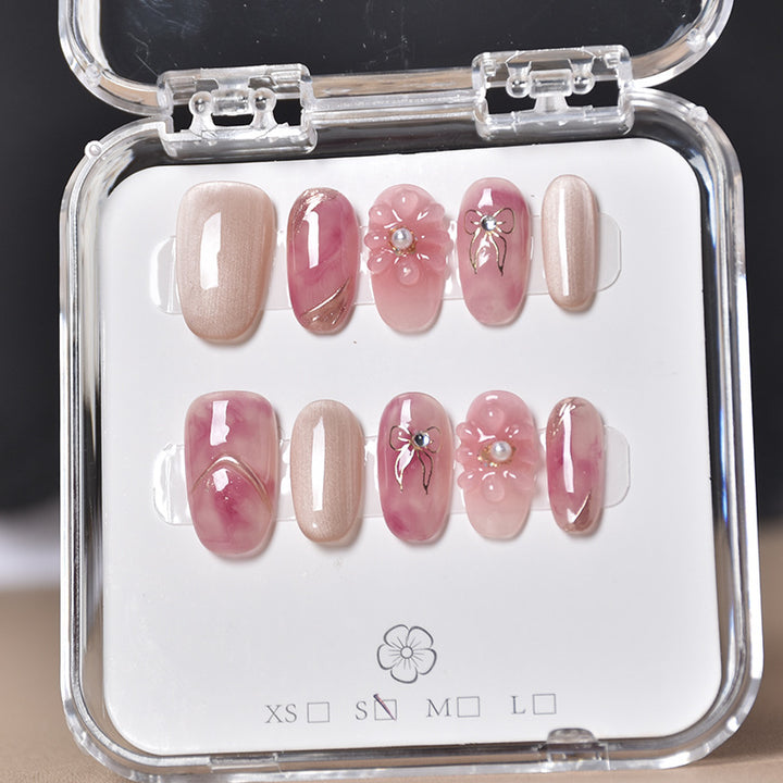 Dekorativer Floral Press-On Nagelset Karnz