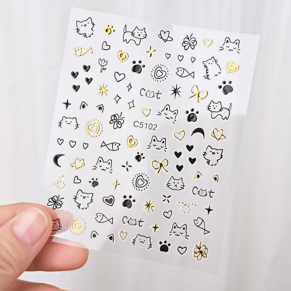 Kat-Themen Nagelkunst Aufkleber