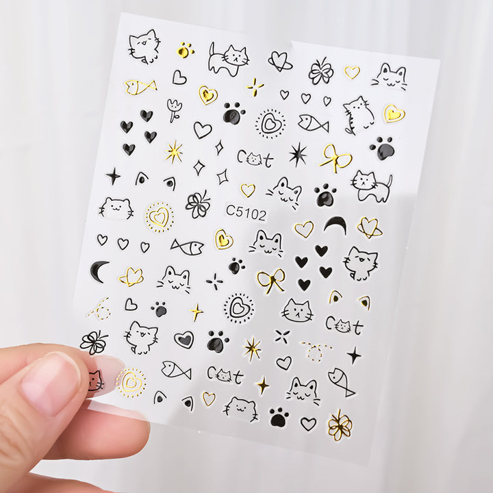 Kat-Themen Nagelkunst Aufkleber
