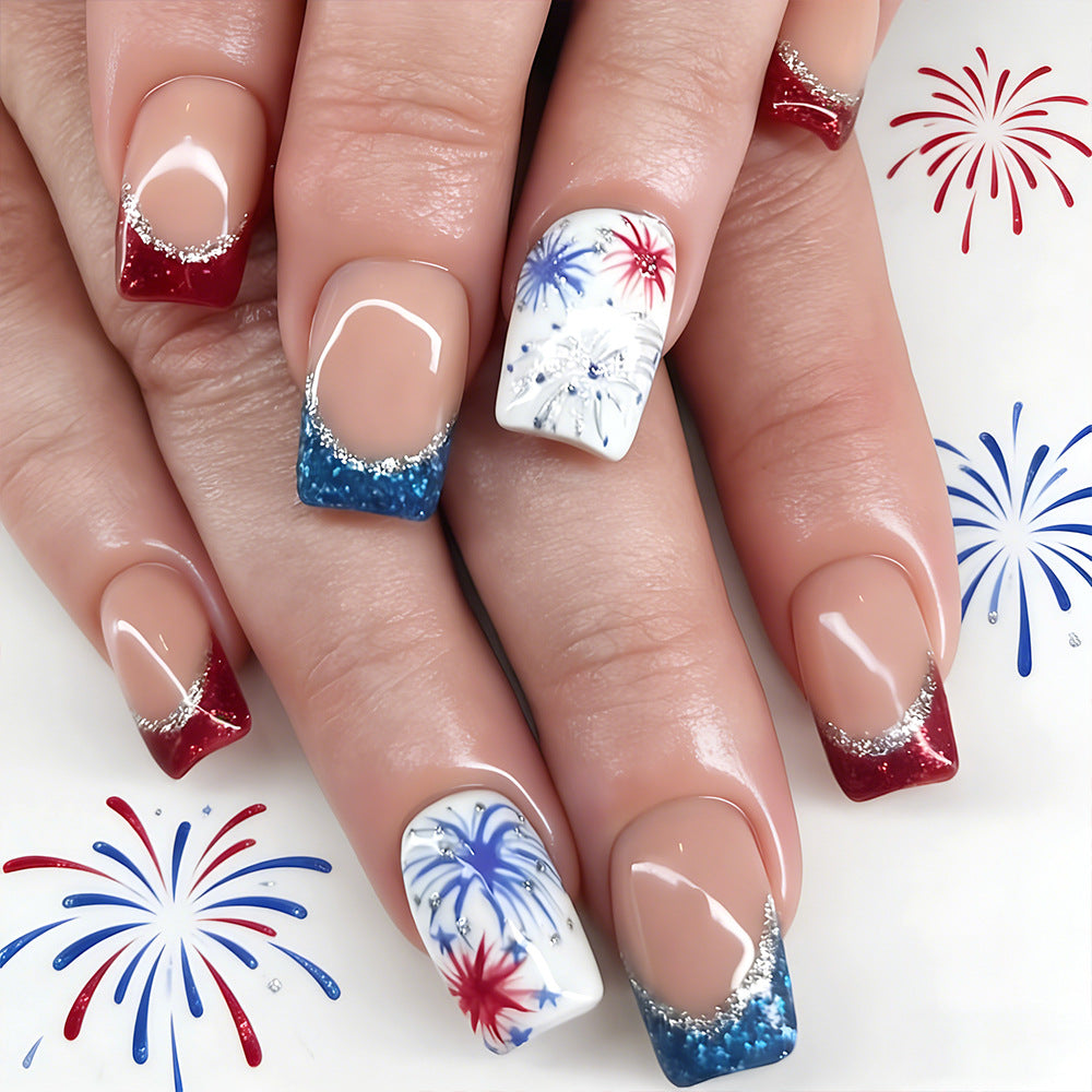 Festliche patriotische Press-On Nagelkunst Karnz